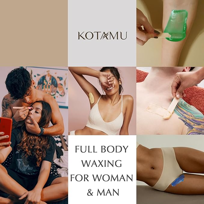 KOTAMU Waxing Kit for Women & Men, Wax Warmer for Hair Removal, Digital Wax Kit with Silicone Pot,Ideal for Face Eyebrow Arm Legs Armpit &Sensitive Skin, Cherry Waxing Machine for Home Salon Use