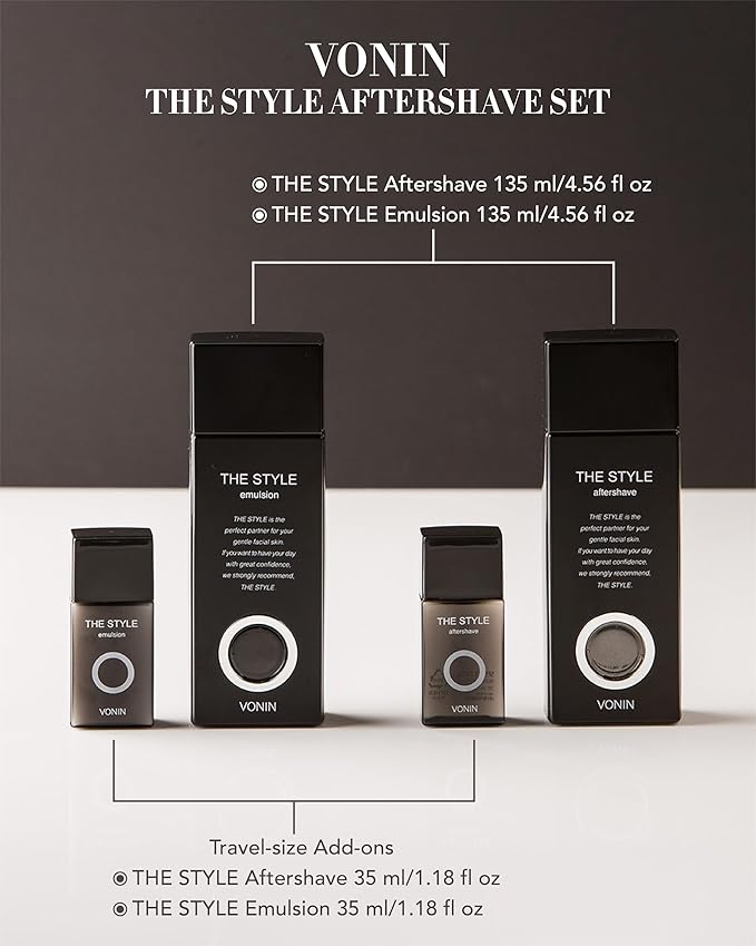 (The Style Aftershave Set, 11.5fl oz) - Men's Skincare Kit for Smooth Skin CoQ10, Cypress, AHA | Korean Skincare