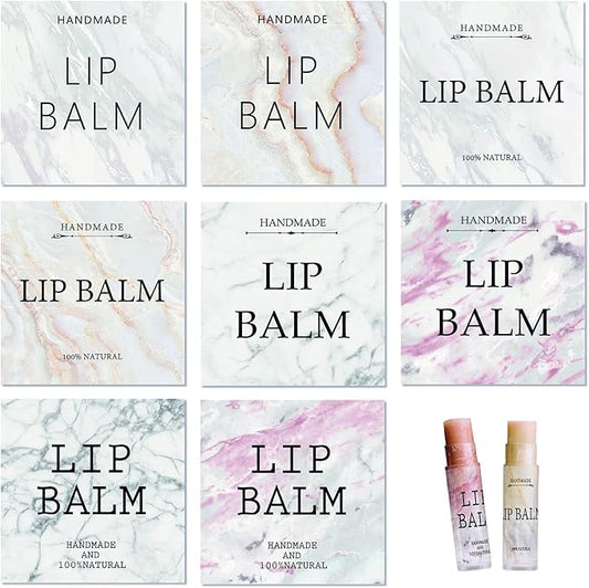 CRASPIRE Lip Balm Labels 80pcs Homemade Lip Balm Labels 2” Clear Lip Balm Labels for Tubes Printable Waterproof Lip Balm Stickers Labels for Lip Balm Handcream Candle Container(Marble Pattern)