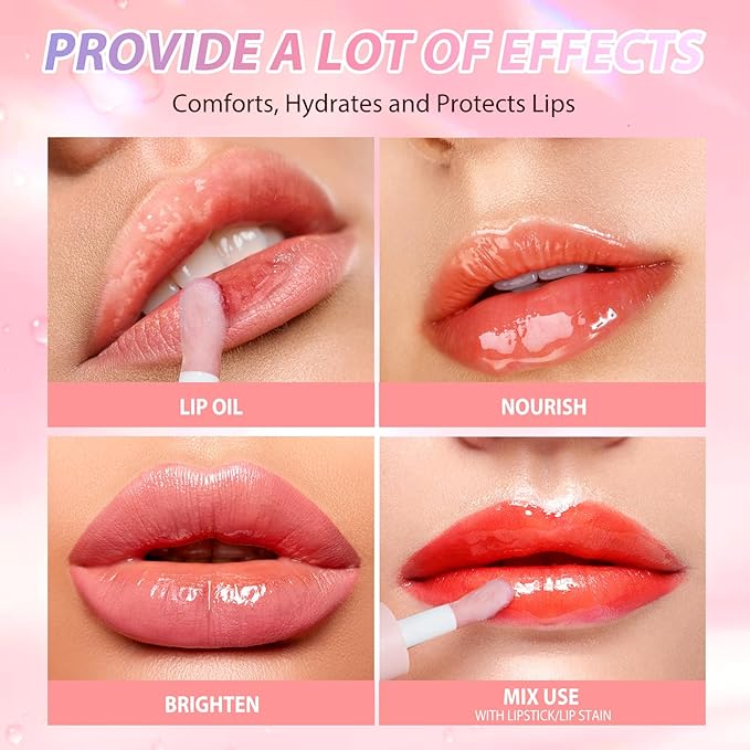 LANGMANNI Moisturizing Lip Oil,No-Sticky Lip Gloss Lip Balm Lip Care,Fruit Flavoured Lip Oil For Dry Lip's Moisturizing Hydrating And Nourishing ((Cherry+Coco))