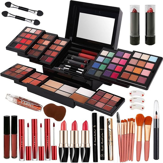 88 Colors Professional Makeup Palette Set Kit Combination, All In One Makeup Gift Set for women Full Kit, include Eyeshadow,Lipstick,Compact Powder,Eyeliner,Concealer(006-Black)