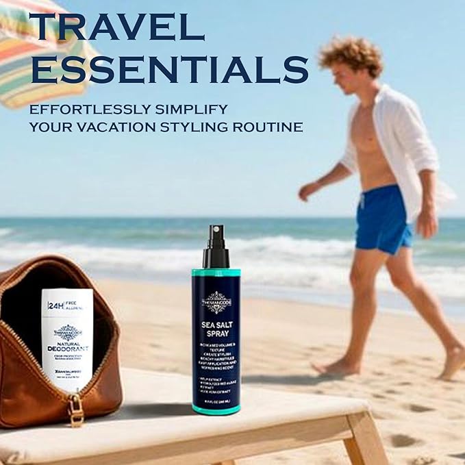 Sea Salt Spray for Men, Texturizing Hairspray, Stocking Stuffers for Man, Surf Spray Adds Instant Volume, Light Hold Thickness, Travel Essentials, Christmas Gift for Men, 8.8 Oz