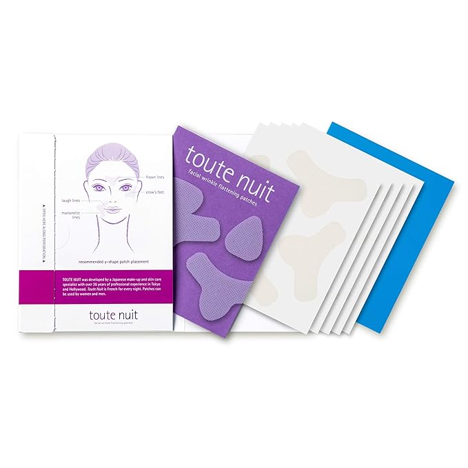 Toute Nuit Wrinkle Patches – Y Shape – Face Tape for Forehead, Between the Eyes & Around Mouth – Hypoallergenic Anti Wrinkle Patches – 20 Count, Made in USA