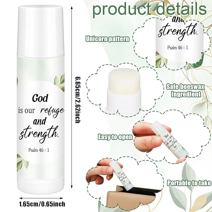 50 Pcs Bible Verse Lip Balm Bulk Christian Gift for Women Faith Religious Moisturizing Lip Care Product Stocking Stuffers with Inspirational Scripture Happy Moment Praise God for Friend