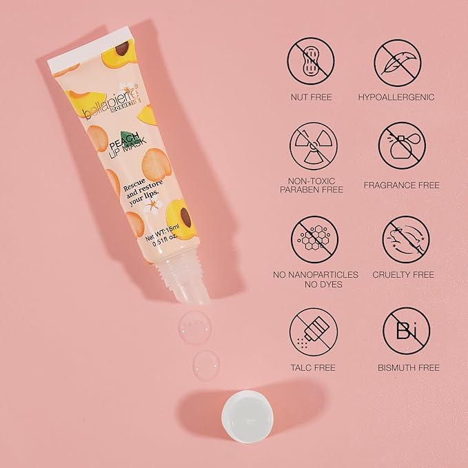bellapierre Cosmetics Peach Lip Mask | Lip Plumping Mask with Hyaluronic Acid | Moisturizing Lip Balm for Daily Use