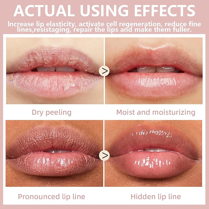 3Pcs Lip Plumper Gloss Set, Roll On Plumping Lip Oil Hydrating Glossy Lipstick Lip Care Serum Enhancer Nourishing Non-sticky High-Shine Lip Glass Mirror Glaze for Fuller Lips Mask Makeup-A