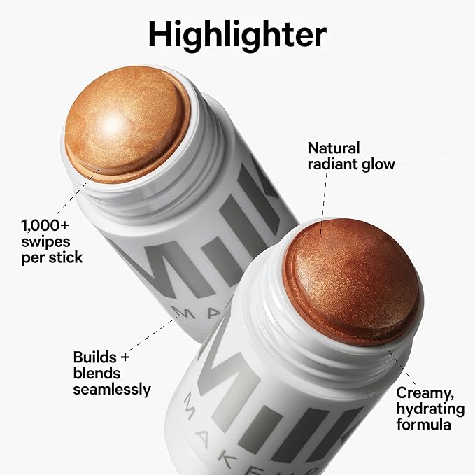 Milk Makeup Highlighter, Turnt (Golden Peach) - 0.21 oz - Dewy Cream Highlighter Stick - Blendable & Buildable - 1,000 Swipes in Every Stick - All Skin Types - Vegan, Talc Free & Cruelty Free