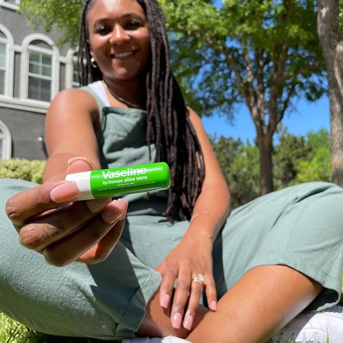 Vaseline Lip Therapy Aloe Fresh - Hydrating Lip Balm Pack, Vaseline Stick, Lip Moisturizer for Dry Lips, 0.16 Oz Each (Pack of 8)