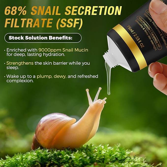 9000PPM Snail Mucin Overnight Wrapping Peel Off Mask for Intensive Hydrating, Skin Barrier Repairing, Reducing Sagging/Wrinkles/Fine Lines, 2.53 Oz/75 ML