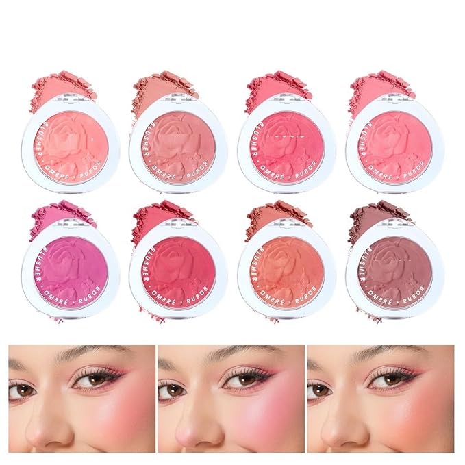 MAEPEOR Matte Face Blush 8 Colors Lightweight Natural Look Face Blush Long-Lasting and Highly Pigmented Powder Blush for Cheeks (Color 07)