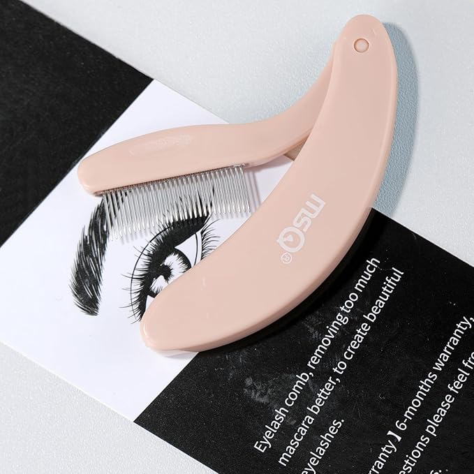Eyelash Comb MSQ Eyelash Separator Tool Eyelash Comb Separator Folding Eyelash Brush Separator Lash Comb for Eyelash Makeup Brush (khaki)