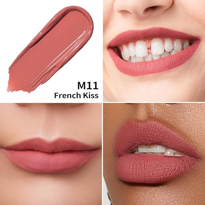Oulac Matte Liquid Pink Nude Lipstick for Women, Long Lasting Lipstick Waterproof Lip Stain, No Transfer, Creamy High Pigmented Formula with Rose Oil, Vegan & Cruelty-Free, Coral Pink M11