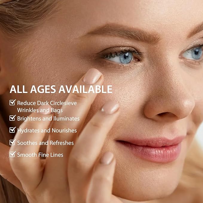 Soulight 5% Caffeine Eye Serum with Hyaluronic Acid & Vitamin C - for Dark Circles, Fine Line, Bag Treatment & Moisturizing | Under Eye Cream with 360° Roller Massage Ball