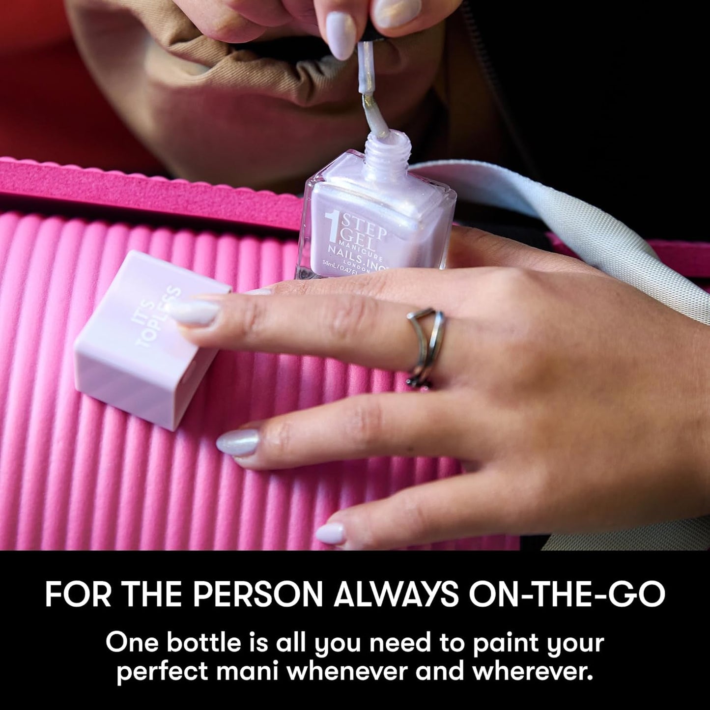 Nails Inc It's Topless Gel-Like Nail Polish, 4-in-1 Base Coat, Treatment, Color & Top Coat, Long Lasting, Strong, Chip Free Nails, Glossy Salon Quality Manicure, Air Dry, Olivia, 0.47 Fl Oz