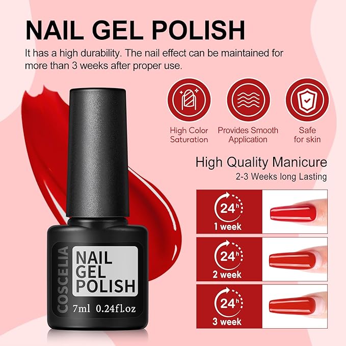 COSCELIA 57pcs Gel Nail Polish Kit with U V light Starter Kit 40 Colors Summer Gel Polish Set 5pcs Top and Base Coat Glossy Matte Glitter Beautiful Nail Stickers Gel Manicure Kit DIY Gifts for Women