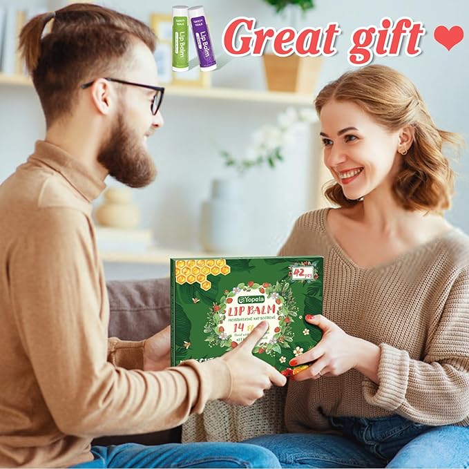 Yopela 42 Pack Natural Lip Balm Bulk with Vitamin E and Coconut Oil - Moisturizing, Soothing, and Repairing Dry and Chapped Lips Valentine's Gift - 14 Flavors - Non-GMO