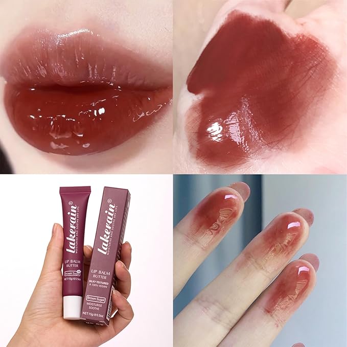 Lip Glowy Balm Butter Lip Balm Plumps Moisturizing Hydrating Lip Mask Repair Moisturizer Lips Care Lip Treatment for Dry Cracked Lip, Glossy Finish, Vegan Tinted Lip Balm Chapstick (#3 Brown Sugar)