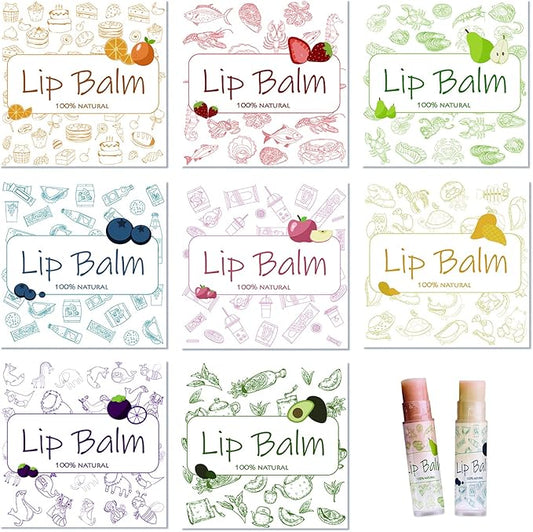 CRASPIRE Lip Balm Labels 80pcs Homemade Lip Balm Labels 2” Clear Lip Balm Labels for Tubes Printable Waterproof Lip Balm Stickers Labels for Lip Balm Handcream Candle Container(Food Logo)