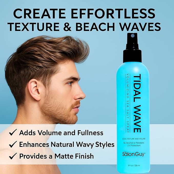 THESALONGUY Tidal Wave Sea Salt Spray โ Texturizing & Volumizing Hair Spray for Beach Waves, Natural Texture & Lift โ Styling Spray for Men & Women, 8 oz