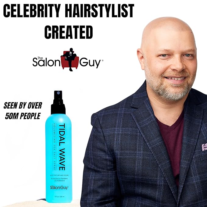 THESALONGUY Tidal Wave Sea Salt Spray โ Texturizing & Volumizing Hair Spray for Beach Waves, Natural Texture & Lift โ Styling Spray for Men & Women, 8 oz