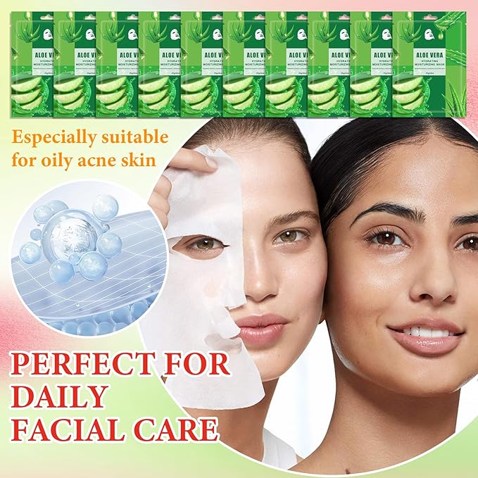 10 Pack Variety Facial Sheet Masks Skin Care Set, Hydrating Bulk Sheet Face Masks Skincare Gifts Set for Women Men, Long Lasting Moisturizing Face Mask Skincare for All Skin Type(A4)