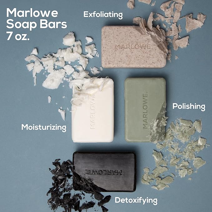 MARLOWE. No. 105 Bar Soap for Men 7 oz, Moisturizing Body Soap, Nourishing & Refreshing with Natural Extracts, Shea Butter, Olive Oil & Green Tea Extracts, Original Sage & Fir Scent