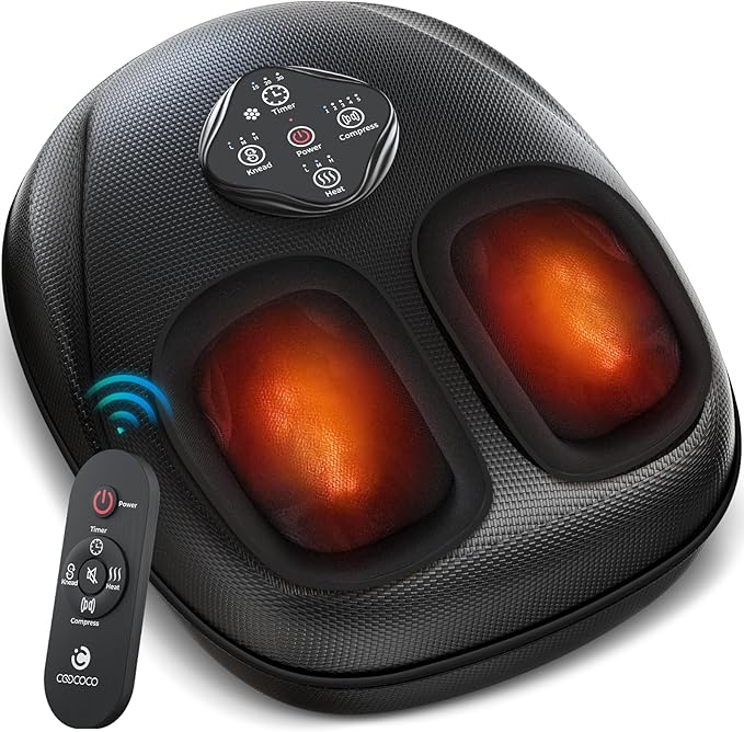 CooCoCo HSA Store Eligible Foot Massager with Heat, Plantar Fasciitis Feet Massager with Remote, Gifts for Women Men Mom Dad, Deep Kneading & Compression, Foot Warmer for Home Office, Fits Size 14