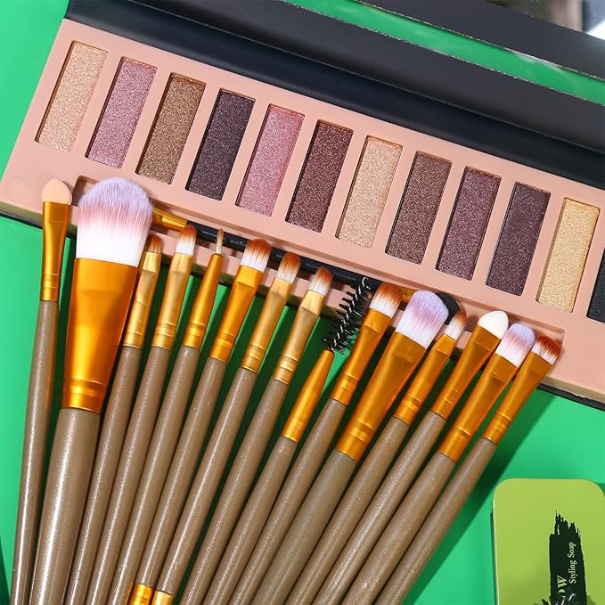 All in One Makeup Set For Women Full Kit - 12 Colors Nude Eyeshadow Palette, Waterproof Black Mascara Eyeliner Pen, 3pcs Matte Liquid Lipstick Set, Eyebrow Soap Gel Kit, 12 pcs Brushes Set Makeup Sponge with Makeup Bag Gift Set