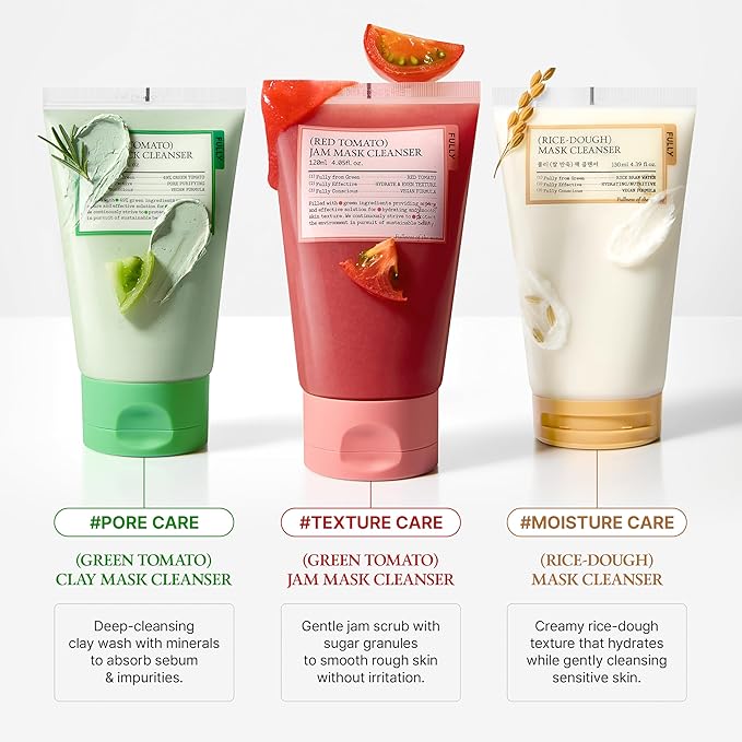 FULLY Red Tomato Jam Mask Cleanser, Gentle Exfoliation, Refines Skin Texture, Clear Pores, Hydration, Face Wash, Vegan, Rough & Sensitive Skin, Korean Skincare 4.05 fl.oz