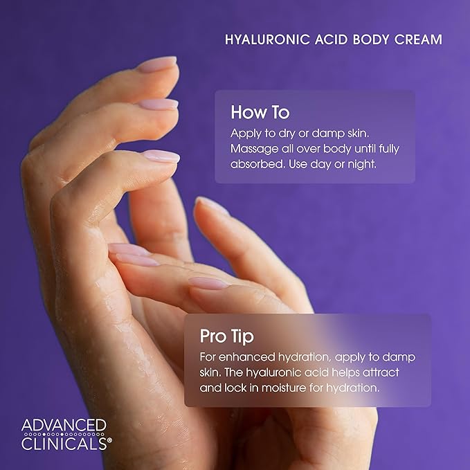 Advanced Clinicals Hyaluronic Acid Body Lotion & Face Moisturizer W/Vitamin E | Hydrating Firming Lotion Minimizes Look Of Wrinkles, Stretch Marks, & Crepey & Dry Skin | Skin Care Products, 16 Oz