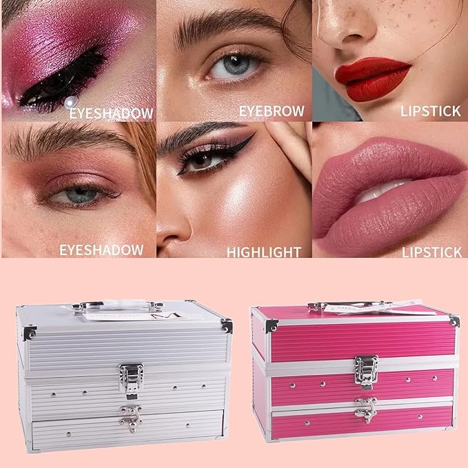 SAMIK 132-Color All-in-One Makeup Kit for Women - Complete Set with Palettes, Contouring, Concealer, Face Powder, Lipgloss, Blusher, Contour, Eyeliner, and Eyebrow Powder in Carry-All Trunk