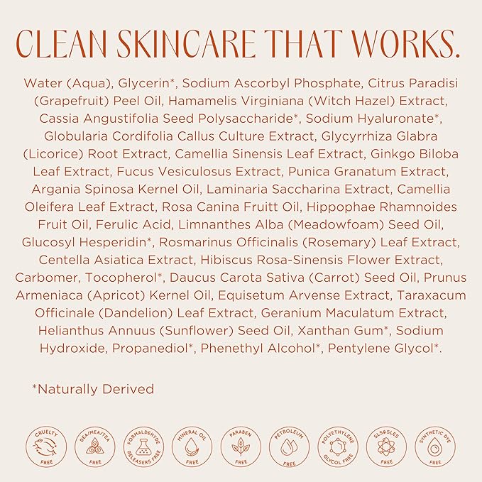 InstaNatural Vitamin C Face Serum, Brightens, Hydrates and Reduces Signs of Aging, with Vitamin C, Hyaluronic and Ferulic Acid, 1 FL Oz