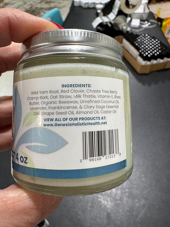 Genesis Wild Yam Root Cream, Organic Balancing Cream for Women, Deep Nourishment and Hydration, Made with Wild Yam Root, Chaste Tree Berry, and Red Clover, 4oz