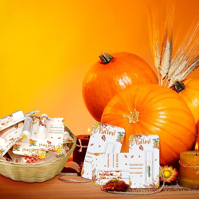 30 Pack Hello Fall Thanksgiving Party Gifts Bulk Lip Balms Favors Employee Appreciation Gifts Small Thank You Gifts for Women Men Satff Coworkers Teachers