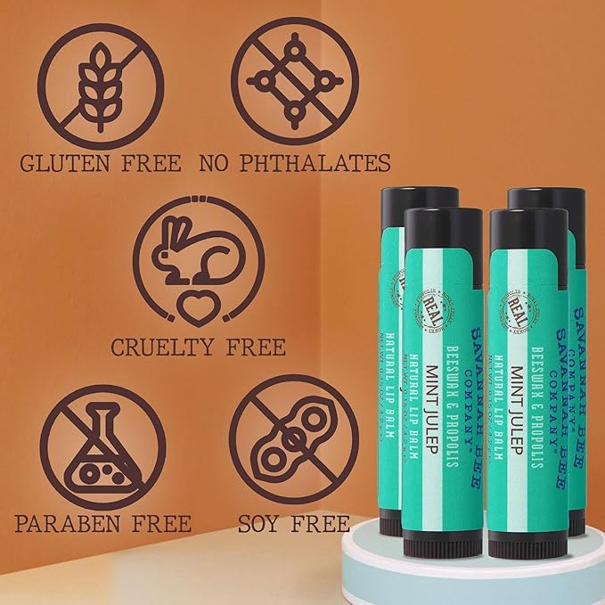 Savannah Bee Company Mint Julep Lip Balm, 0.15-Ounce (Pack of 4)