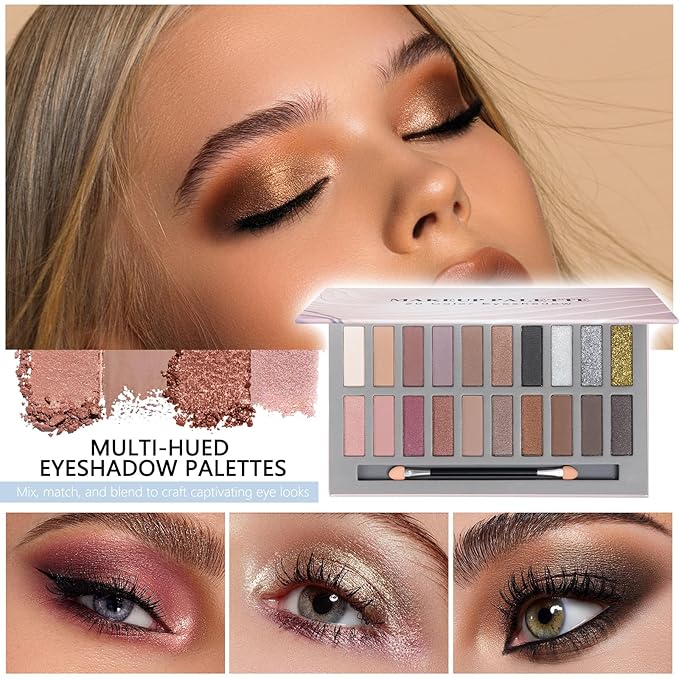 Makeup Kit Full Kit for Women Makeup Kit Full Kit for Teenagers Eyeshadow Palette Lip Gloss Foundation Mascara Eyeliner Cosmetic Brushes Cosmetic Bag etc. (20Middle)