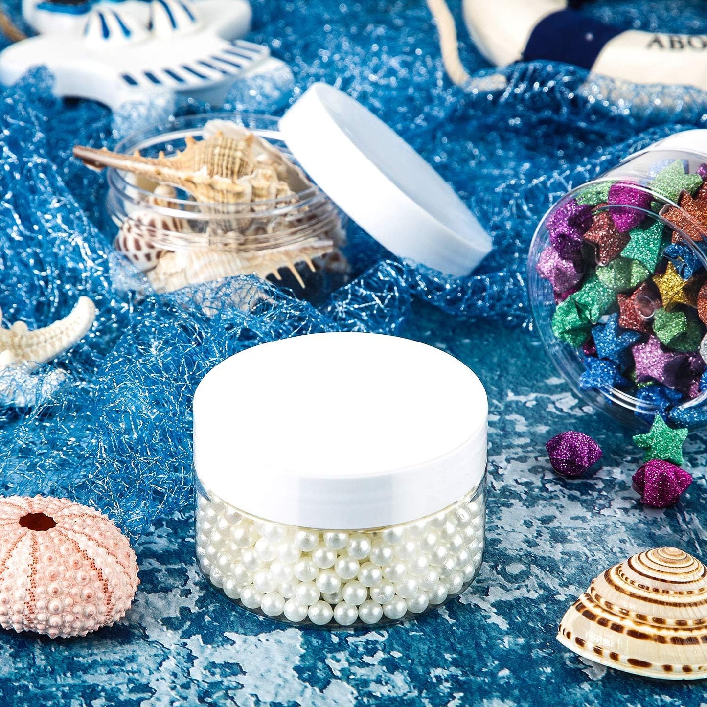 SATINIOR 24 Pieces Empty Clear Plastic Jars with Lids Round Storage Containers Wide-Mouth for Beauty Product Cosmetic Cream Lotion Liquid Butter Craft and Food (White Lid, 4 oz)