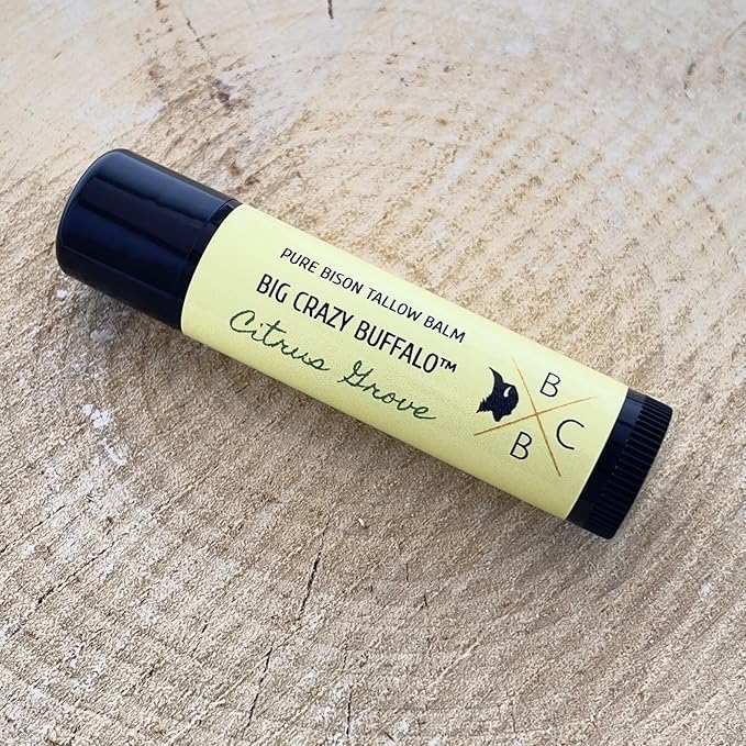 Pure Bison Tallow Lip Balm, Citrus Grove, (5 pack) - Lemongrass & Lemon, Moisturizing, Non-Habit Forming