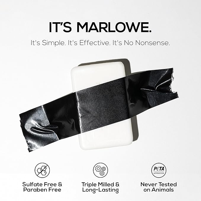 MARLOWE. No. 105 Bar Soap for Men 7 oz (3 Bars) Moisturizing Body Soap, Nourishing & Refreshing with Natural Extracts, Shea Butter, Olive Oil & Green Tea Extracts, Original Sage & Fir Scent