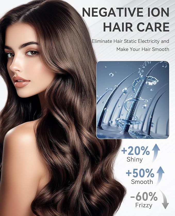 Hair Dryer with Diffuser, CONFU Ionic Blow Dryer 1600W, Portable Lightweight Fast Drying Negative Ion Hairdryer, 3 Heat Settings with Diffuser and Concentrator Nozzle for Home & Travel