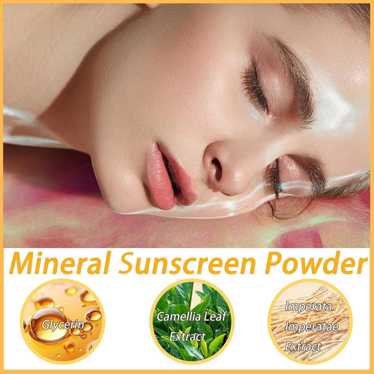 Mineral Sunscreen Setting Powder, SPF 50 PA++ Powder Sunscreen for Face, Oil Control Lightweight Breathable Translucent Concealer Brush Face Powder for All Skin