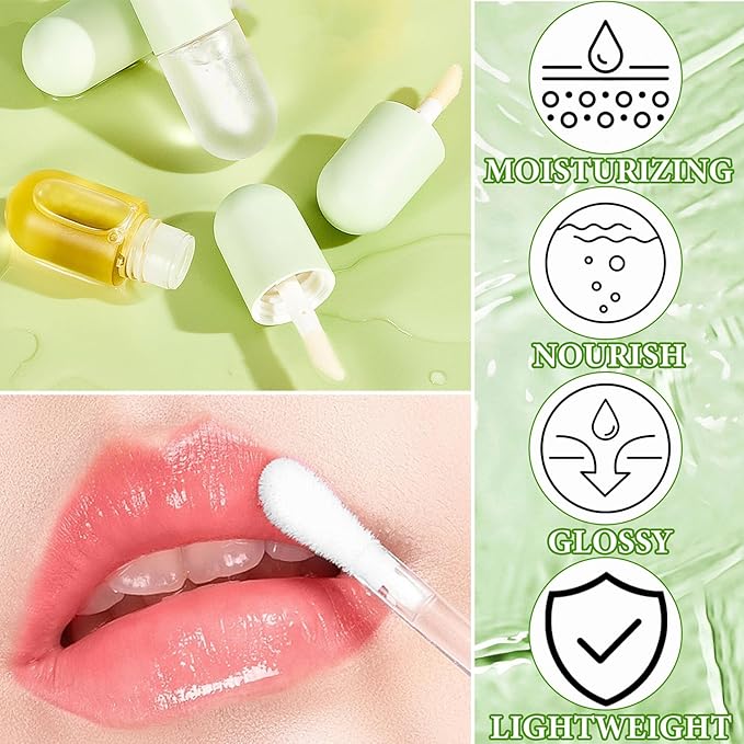 Lip Plumper Set,Lip Plumper Oil Gloss Moisturizing Lip Plumper Lip Care Serum,Hydrating Plump Gloss Reduce Fine Lines,Lip Plumper for Day & Night Use Set A(2Pcs)