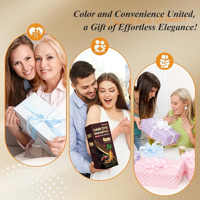 Dark Brown Hair Dye Shampoo for Gray Hair, Natural Color Shampoo Hair Dye for Women & Men, Hair Instant Dye Shampoo Colors Hair in Minutes, Champu Para Canas, 3-in-1 Shampoo for Dyeing Gray, 500 Ml