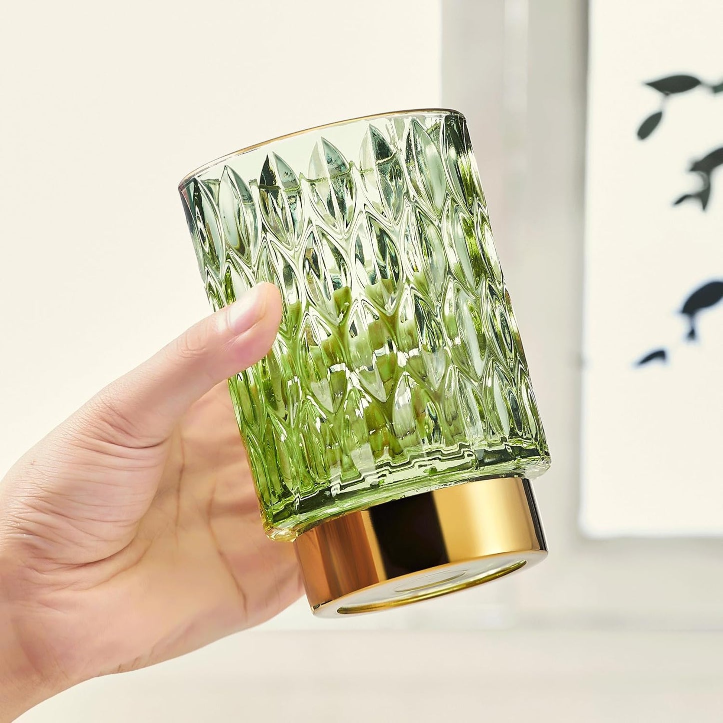 Makeup Brush Holder Organizer,Toothbrush Holders,Desk Pen Pencil Holder,Multifunctional Vintage Glass Brush Cup(A39-1-US)