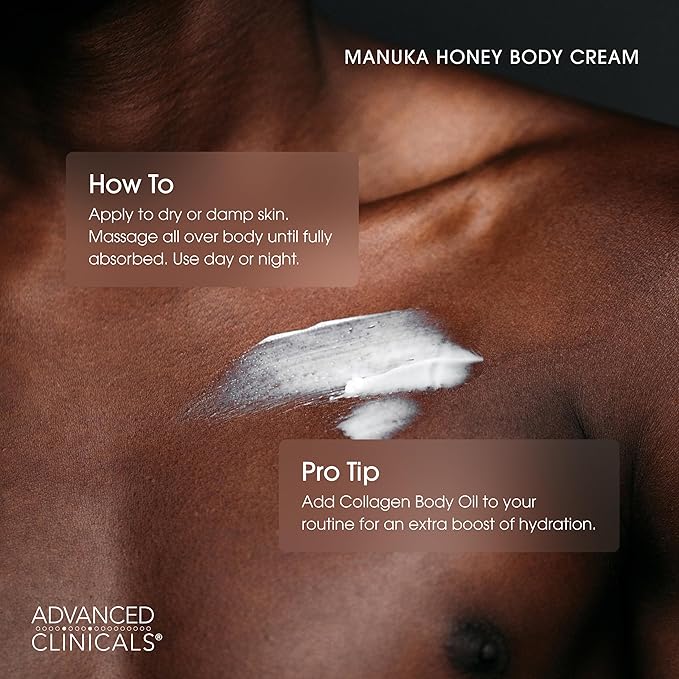 Advanced Clinicals Unscented Retinol Body Lotion & Face Moisturizer + Manuka Honey Body Cream For Women & Men | 2PC Skincare Set Helps Reduce Appearance Of Crepey Skin + Extremely Dry Skin, 2pc Set