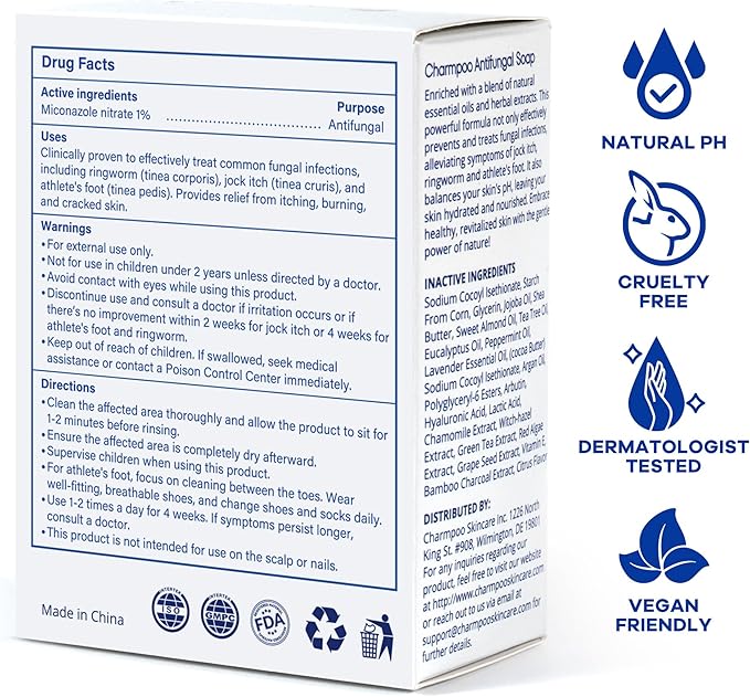 Antifungal Soap with Tea Tree Oil: 2 Medicated Bars for Athletes Foot Ringworm Jock Itch & Skin Fungus Itch Odor Relief & Moisturizing Skin Care for Face Body Wash Daily Use for Women Men 9OZ