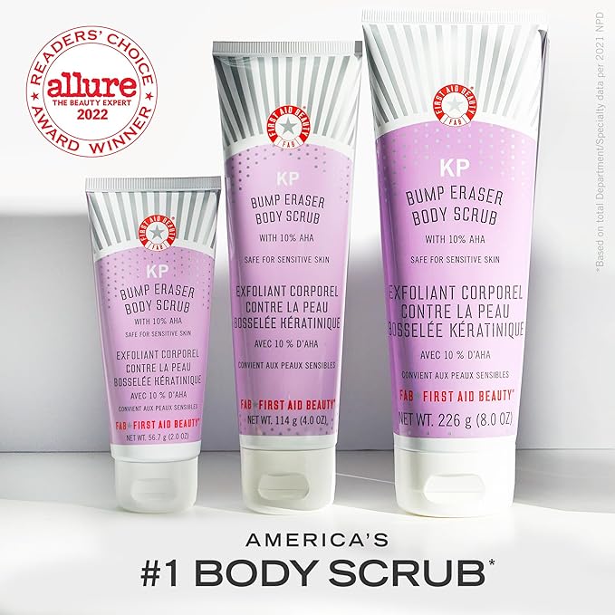 First Aid Beauty KP Bump Eraser Body Scrub – Exfoliant for Keratosis Pilaris with 10% AHA – Jumbo 10 oz Tube