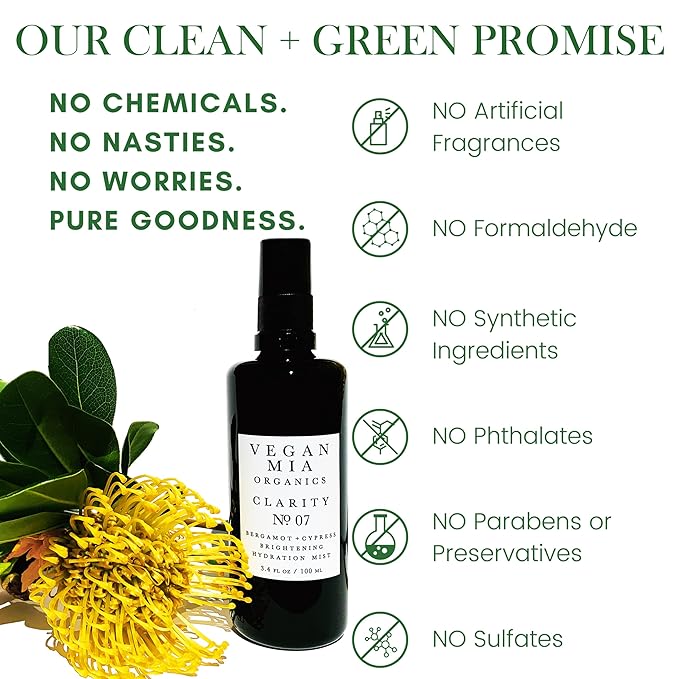 USDA Organic Clarity Balancing Face Mist - Hydrating Rose Water Facial Spray Suitable For All Skin Type Face Moisturizer, Setting Spray for Makeup & Face Primer, 3.4 oz