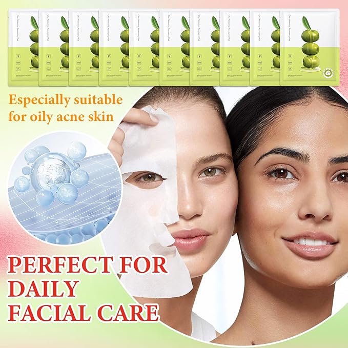 10 Pack Variety Facial Sheet Masks Skin Care Set, Hydrating Bulk Sheet Face Masks Skincare Gifts Set for Women Men, Long Lasting Moisturizing Face Mask Skincare for All Skin Type(B1)