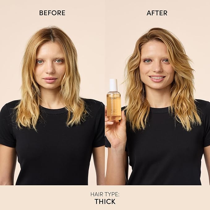 OUAI Full Size Leave In Conditioner & Deluxe Size Wave Spray Bundle - Hair Styling Products for Frizz Control, Volume, Texture & Added Shine (2 Count)